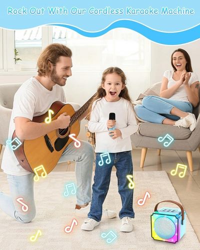 ZESTAW DO KARAOKE DLA DZIECI 2 MIKROFONY PREZENT PRZENOŚNY KOLOROWE na Arena.pl