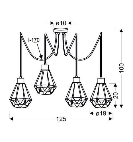 Primo p lampa wisząca czarny+złoty 4x60W E27 klosz czarny na Arena.pl