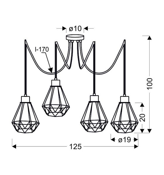 Primo p lampa wisząca czarny+złoty 4x60W E27 klosz czarny zdjęcie 2