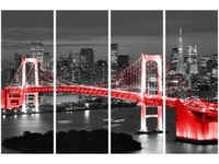 120CM 80 OBRAZ 4 ELEM TOKYO MOST TĘCZOWY CZERWIENI ŚCIENNY