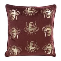 Poszewka dekoracyjna BLINK-15N 45x45 czerwona w złote trzmiele