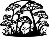 Metalowa Dekoracja Ścienna Grzyby Czarna 43x33 cm Ozdoba do Salonu Sypialni