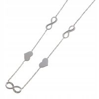 Naszyjnik celebrytka Znak nieskończoności serce cyrkonie kolor srebrny