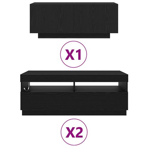 Szafka pod telewizor 3 pcs Czarny 300 x 35 x 40 cm na Arena.pl