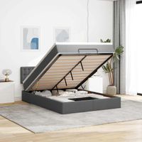 Łóżko Ottoman z materacem i diodami LED Ciemnoszary 140x190 cm