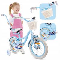 Rowerek 14 cali dla dziewczynki dziecięcy Pchacz Kółka boczne Koszyk Flower