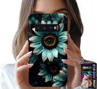 ETUI DO SAMSUNG GALAXY S10 PLUS - NIEBIESKA GERBERA STOKROTKA KWIAT +FOLIA