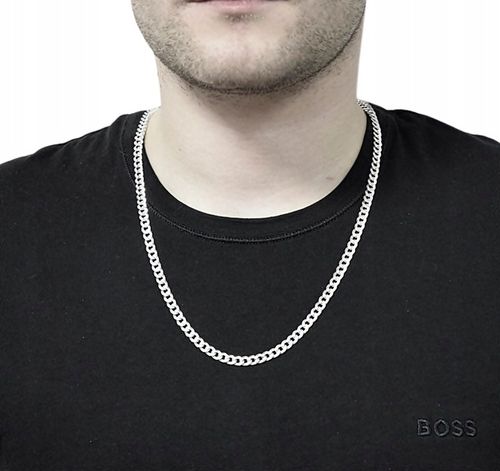 ŁAŃCUSZEK SREBRNY MĘSKI 925 NASZYJNIK PANCERKA SREBRO PEŁNE 5mm Grawer na Arena.pl