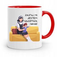 Dla Niani Opiekunki Kubek Czerwony Na Prezent Z Nadrukiem Ze Zdjęciem