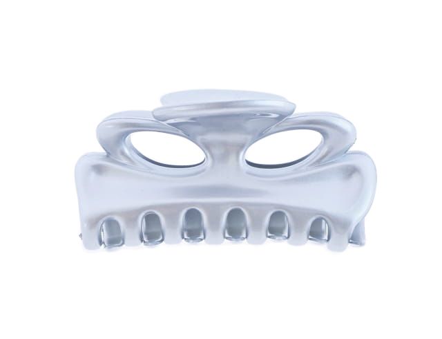 Francuska klamra do włosów srebrna 4x7,5 cm zdjęcie 1