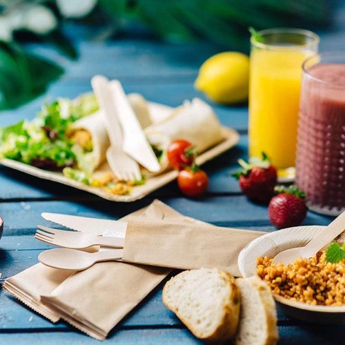 Sztućce drewniane widelec nóż łyżka biodegradowalne BIOZOYG 16cm 400 szt na Arena.pl