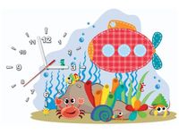 60CM 40CM ZEGAR OBRAZ CZERWONA ŁÓDŹ PODWODNA DRUK PŁÓTNO RAMA