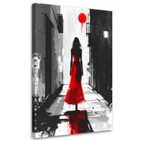 Obraz do sypialni salonu, Kobieta w czerwonej sukience idąca