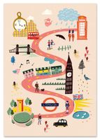 Plakat mapa mapy Londyn ilustracja 70x100 cm