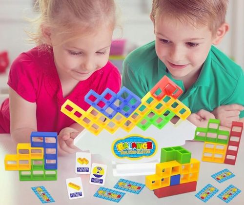 64-CZĘŚCIOWA GRA RÓWNOWAŻĄCA EDUKACYJNA UKŁADANKA DLA DZIECI TETRA TOWER 3D na Arena.pl