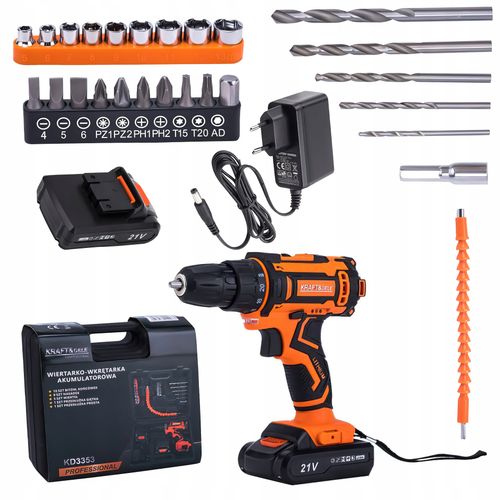 Wiertarko Wkrętarka Akumulatorowa Kraft&Dele 21V 2Ah 2x Bateria Zestaw na Arena.pl