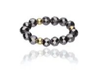 PIERŚCIONEK NA GUMCE KAMIEŃ NATURALNY KWARC TYTANOWY ENERGIA WITALNOŚĆ