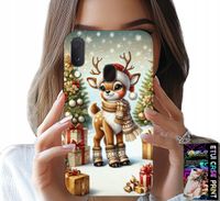 ETUI DO SAMSUNG GALAXY A20E - RENIFER, WZORY BOŻONARODZENIOWE + SZKŁO