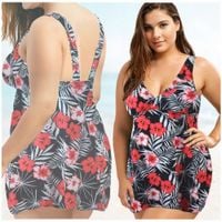 Strój kąpielowy dwuczęściowy spodenki tunika plus size komplet boho xl