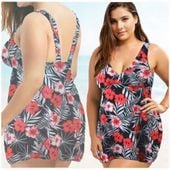 Strój kąpielowy dwuczęściowy spodenki tunika plus size komplet boho xl
