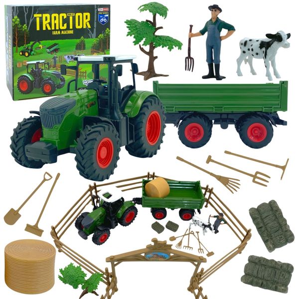 WOOPIE Zestaw Mini Farma Traktor Zwierzęta Osada Farma Rolnik 1:24 zdjęcie 1