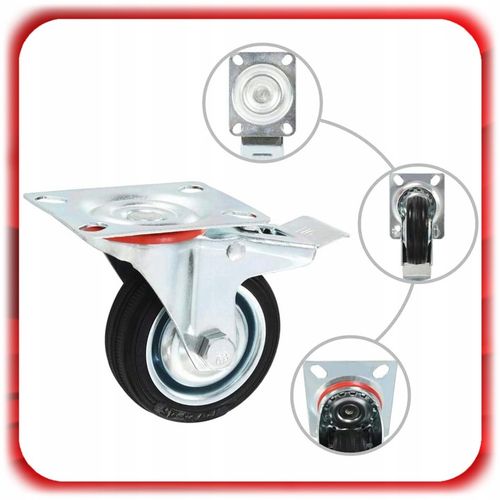 ZESTAW 4 SZT. JEZDNYCH KÓŁEK KÓŁKA 75MM OBROTOWE Z HAMULCEM Skrętne na Arena.pl