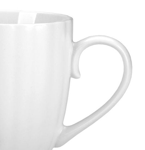 Kubek porcelanowy 380 ml biały mat wypukły ryflowany wzór paseczki prążki na Arena.pl