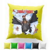 POSZEWKA Z NADRUKIEM BAWEŁNIANA 40x40CM - JAK WYTRESOWAĆ SMOKA BAJKA