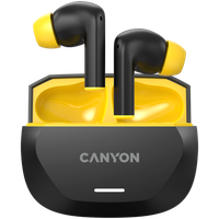 CANYON Słuchawki dokanałowe HEXAGON 7 TWS ANC+ENC Qi Czarno - Żółte