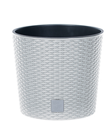 donica z wkładem rattan rato round 30xh27cm biała