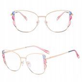 ZŁOTE Damskie Okulary Zerówki do KOMPUTERA Blue Light UV OPRAWKI Flexy OCHR