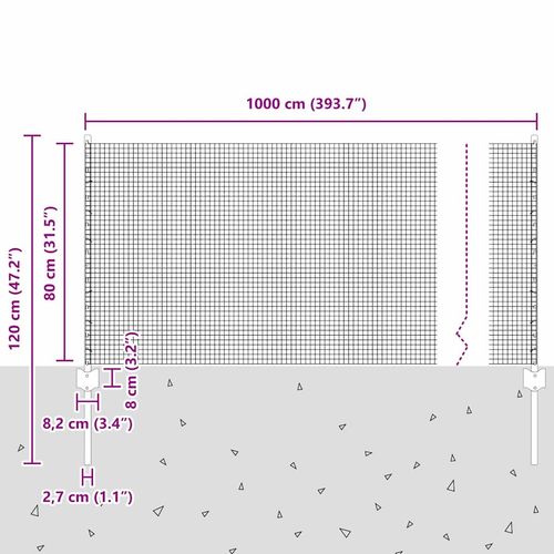 Ogrodzenie z słupkami Zielony 0.8 x 10 m Stal na Arena.pl