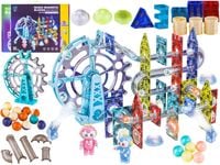 Świecące Klocki Magnetyczne, Tor Kulkowy Dla Kulek 120 Elementów Kulodrom