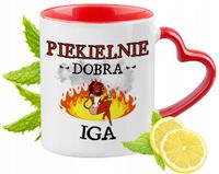 Dla Igi Kubek Czerwony Z Uszkiem W Kształcie Serca Na Prezent Z Nadrukiem