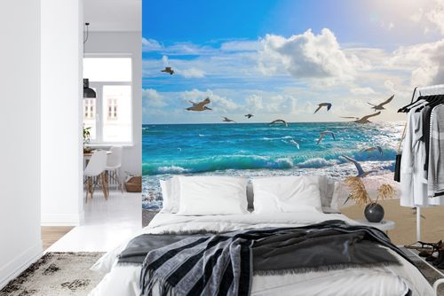 Fototapeta Plaża Morze Fale Flizelina 208x146 na Arena.pl