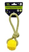 zabawka dla psa szarpak z piłką żółty 20cm 0958