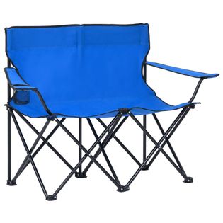2-Os., Składane Krzesło Turystyczne, Stal I Tkanina, Niebieskie