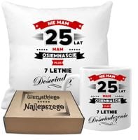ZESTAW PODUSZKA I KUBEK ORYGINALNY PREZENT 25 LAT NA URODZINY