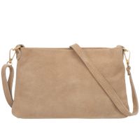 VERA PELLE torebka damska zamszowa listonoszka z paskiem V687 beżowa