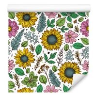 Tapeta na korytarz słoneczniki kwiaty liście leśne