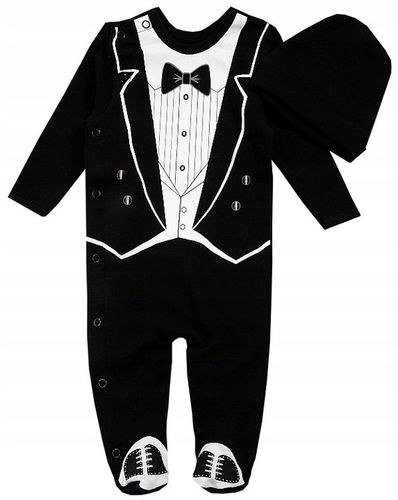 ZESTAW ELEGANT PAJACYK FRAK I CZAPKA 0-3 J185 na Arena.pl