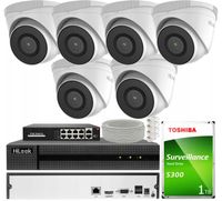 Zestaw Monitoringu IP 6 Kamer PoE 1080p Hilook + NVR 8CH + Dysk 1TB