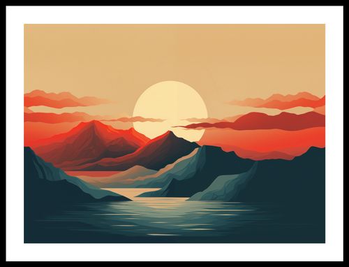 Plakat 55x40cm Zachód Słońca nad Górami na Arena.pl