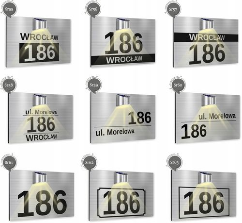 TABLICZKA ADRESOWA srebrna numer posesji domu 40x30 lampka LED solarna na Arena.pl