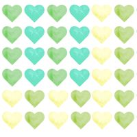 Naklejki Dla Dzieci Akwarelowe SERDUSZKA Zielone Serca ZESTAW 60cm x 30cm