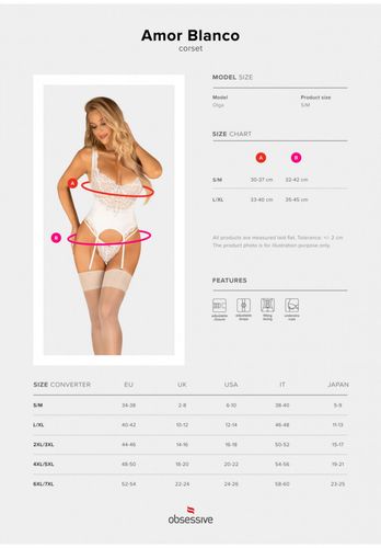 bielizna amor blanco gorset i stringi biały  s/m na Arena.pl