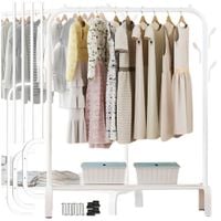 Wieszak stojący podłogowy na ubrania TRILO biały