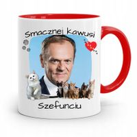 Kubek Czerwony Donald Tusk Po Platforma Prezent Z Nadrukiem Ze Zdjęciem