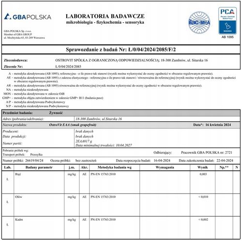 OstroVit EAA 400 g AMINOKWASY Regeneracja BCAA GLUTAMINA TYROZYNA LIZYNA na Arena.pl