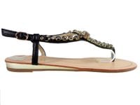 Czarne płaskie sandały damskie z cyrkoniami buty 36